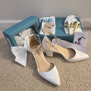 Pashion Heels White Satin D'orsay